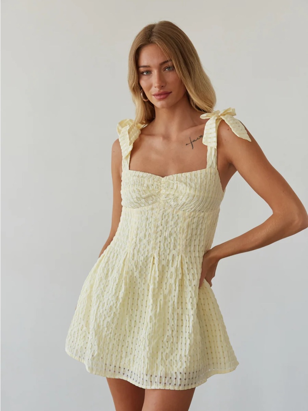 NEW American Threads Gingham Bow Strap Dress